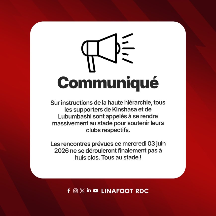 Football : la Linafoot lève le huis clos pour les matchs de ce mercredi