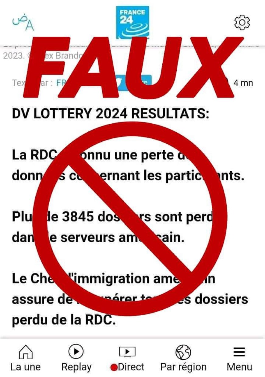 Société : L'Ambassade des États-Unis en RDC dément la fausse information autour des résultats de la DV Lotterie 2024