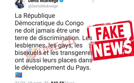 Faux, Denis Mukwege n'a pas tweeté sur la promotion du LGBTQ+ (Vérification)