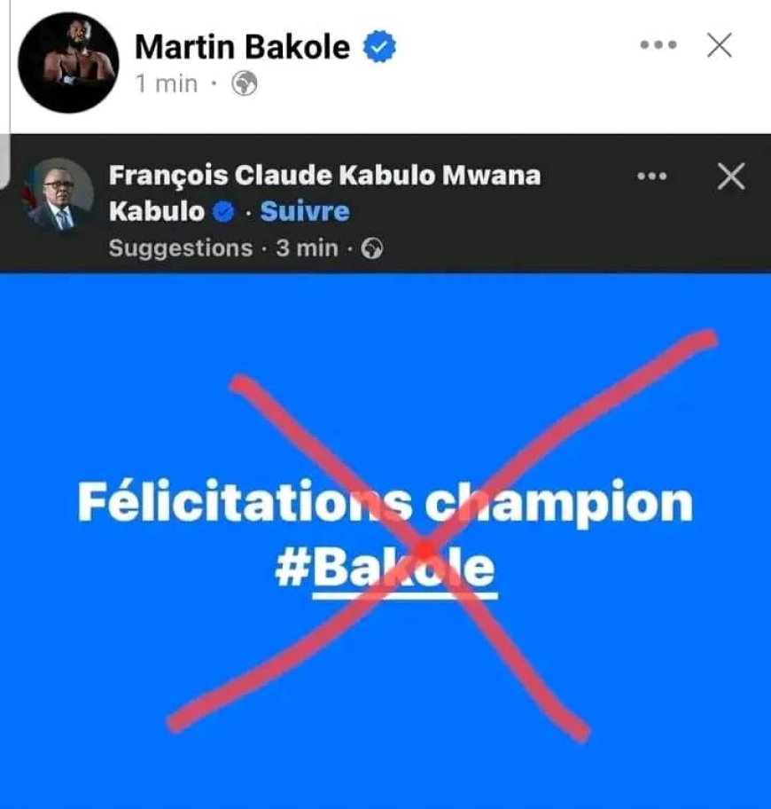 Boxe : le « 12 » de Martin Bakole au Ministre Kabulo après sa victoire
