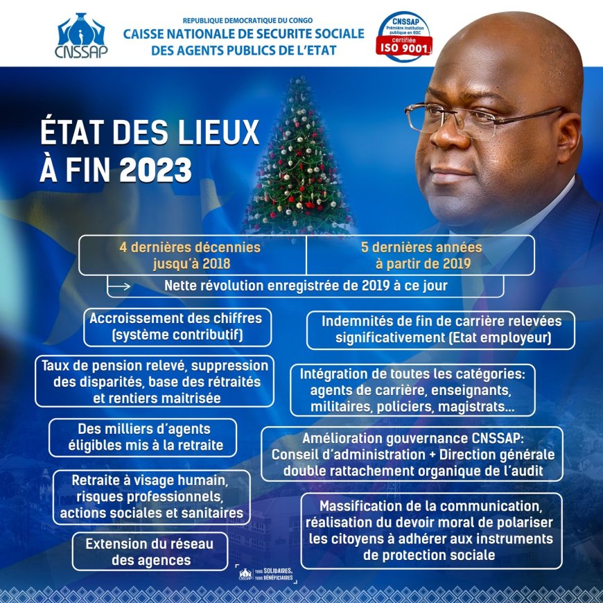 RDC : Sous le signe de la Conservation des acquis, la CNSSAP présente ses vœux les meilleurs de santé, de bonheur et de succès au Chef de l'État Félix-Antoine Tshisekedi 
