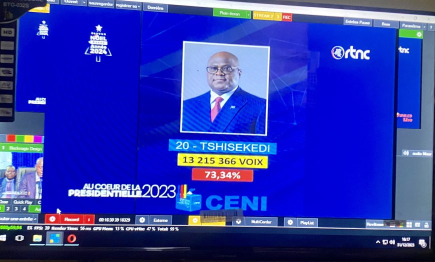 Urgent : Félix Tshisekedi réélu avec 73,34%