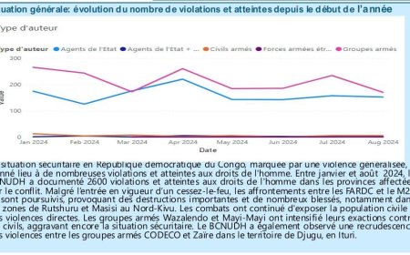 RDC : Voici les principales tendances des violations des droits de l'homme du mois d'août publiées par le BCNUDH